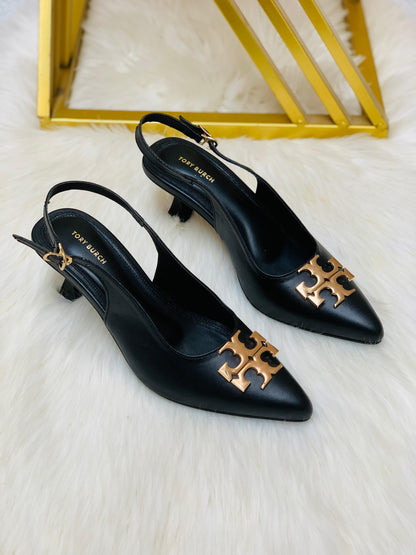 T-O-R-Y B-U-R-C-H Inspired Slingback Heel – Elegant Women Footwear (Black)