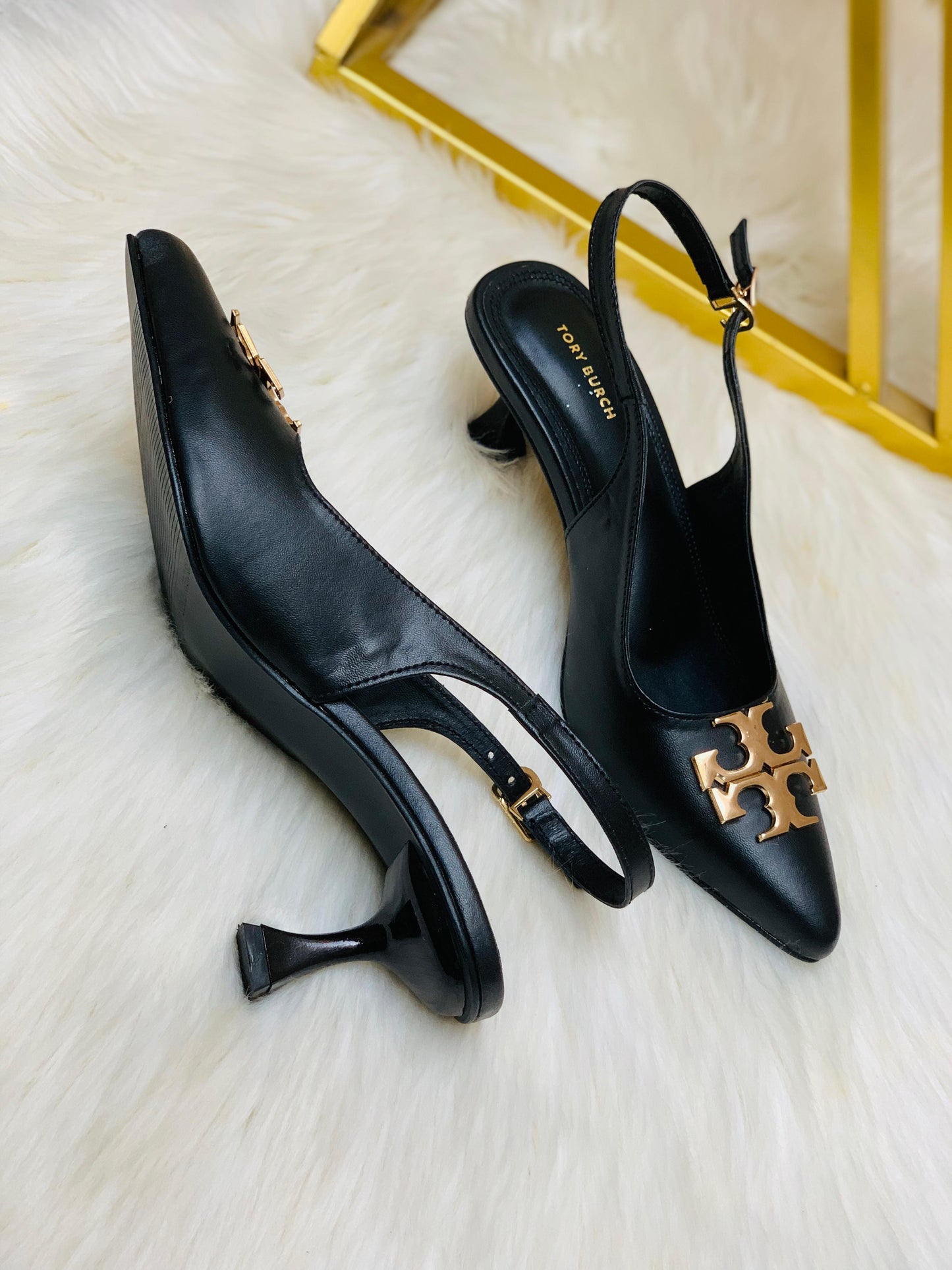 T-O-R-Y B-U-R-C-H Inspired Slingback Heel – Elegant Women Footwear (Black)