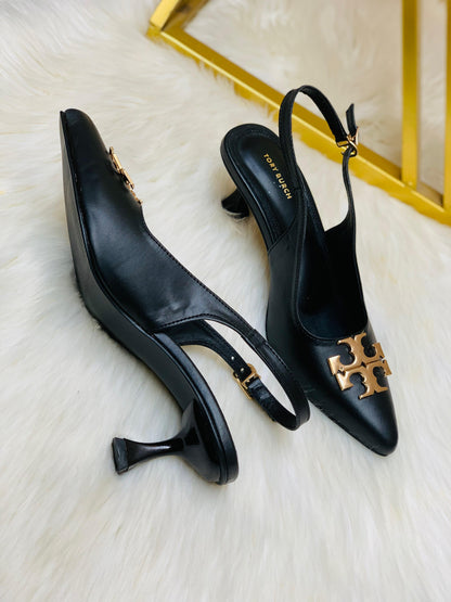 T-O-R-Y B-U-R-C-H Inspired Slingback Heel – Elegant Women Footwear (Black)