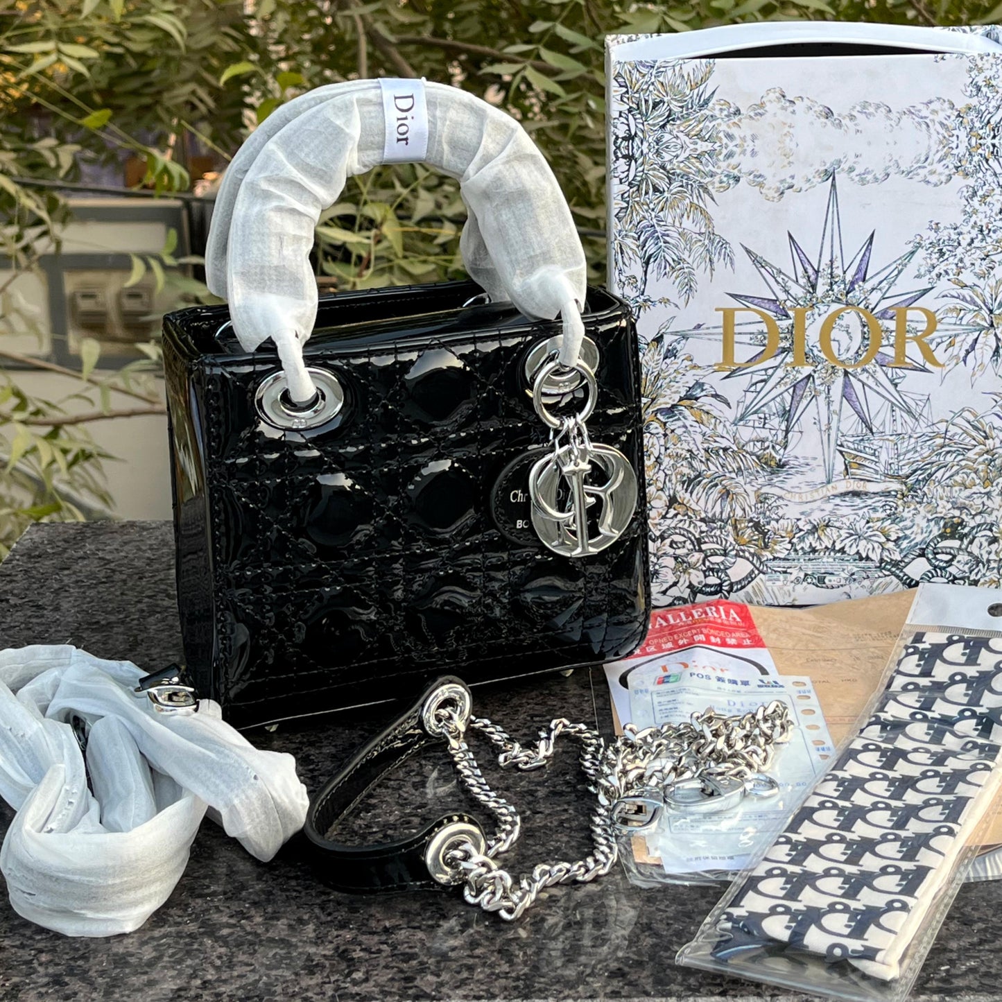 D-I-O-R Luxury Mini Patent Lady Style Women Bag – Black | Premium Edition (Black)