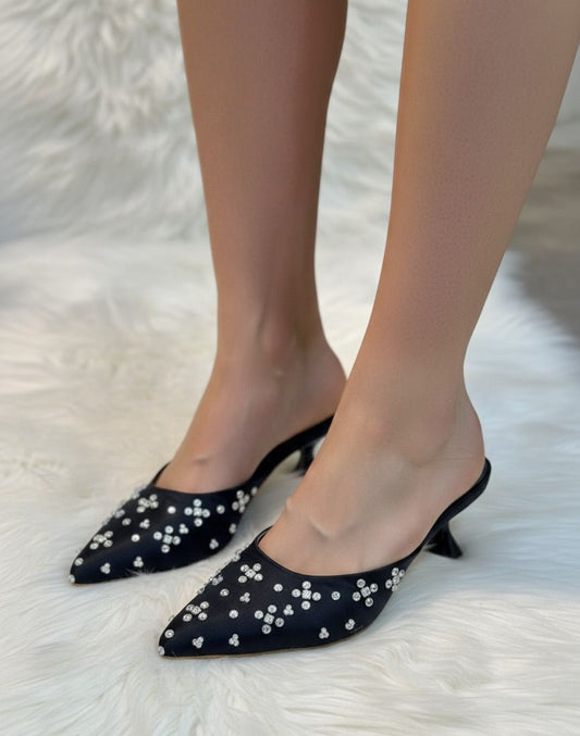 L-O-U-I-S V-U-I-T-T-O-N Inspired Heels – Elegant Women Footwear | Premium Edition (Black)