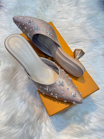 L-O-U-I-S V-U-I-T-T-O-N Inspired Heels – Elegant Women Footwear | Premium Edition (Gold)