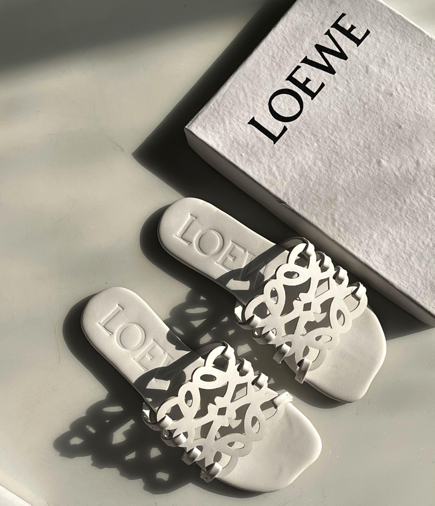 L-O-E-W-E Inspired Petal Anagram Women Slide – Premium Edition (White)