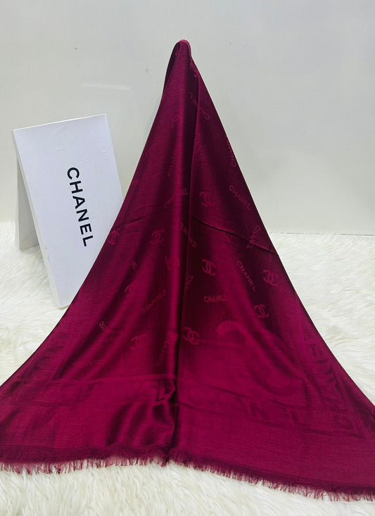 C-H-A-N-E-L Luxury Pashmina Scarf – Premium Edition | Box Packaging (Red)