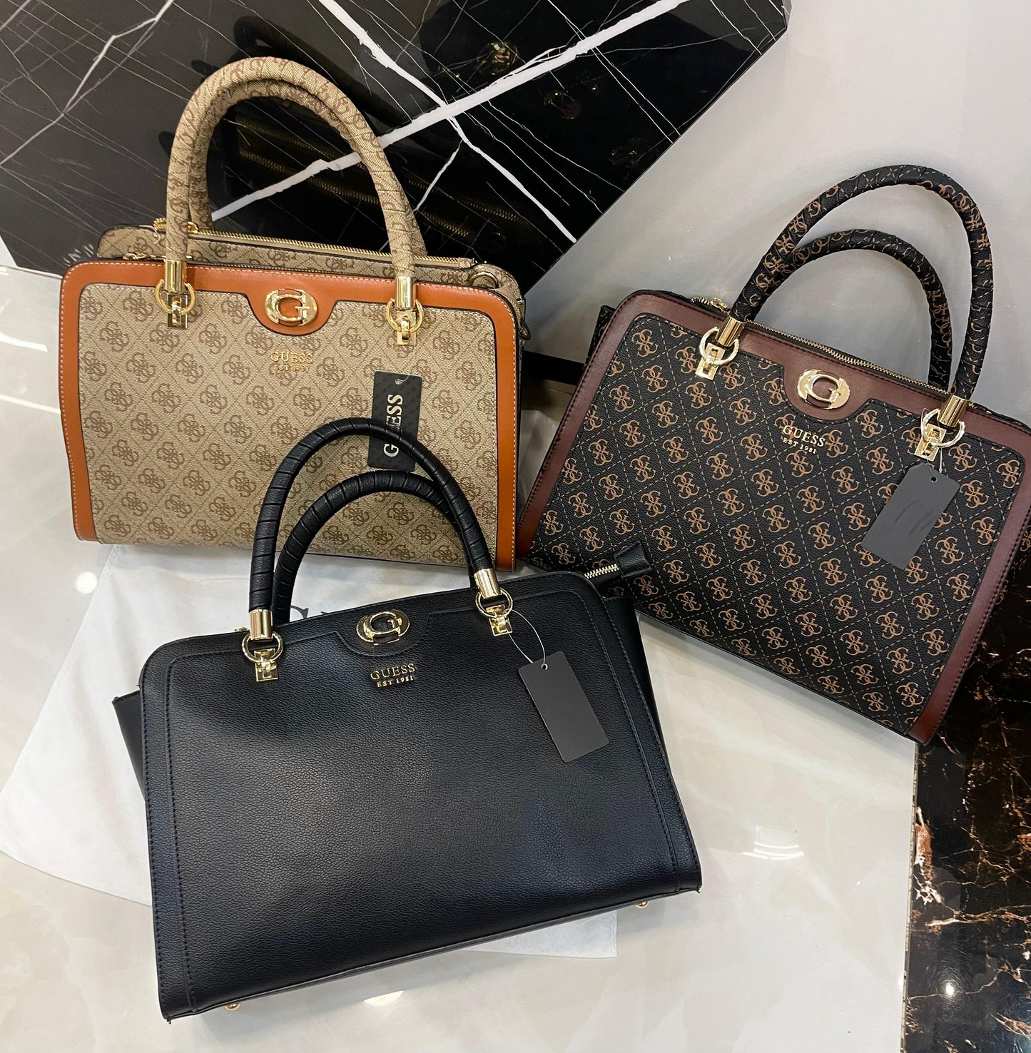 G-U-E-S-S Inspired Handbags – Premium Women Bag Collection (Brown-1)