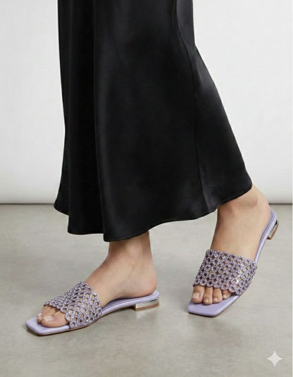 A-Q-U-A-Z-Z-U-R-A Inspired Ring Stone Flat – Elegant Women Footwear | (Purple)