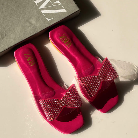 Z-A-R-A Inspired Flat Slippers – Elegant Everyday Women Footwear | (Pink)