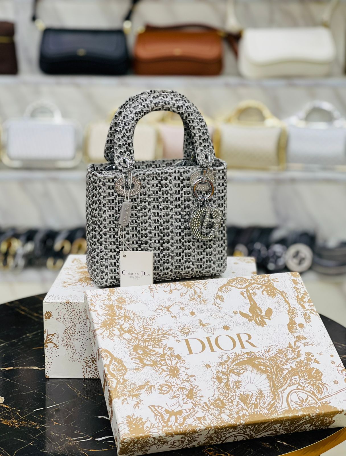 D-I-O-R Lady Luxury Quilted Small Top Handle Women Bag – Premium Edition (Black)