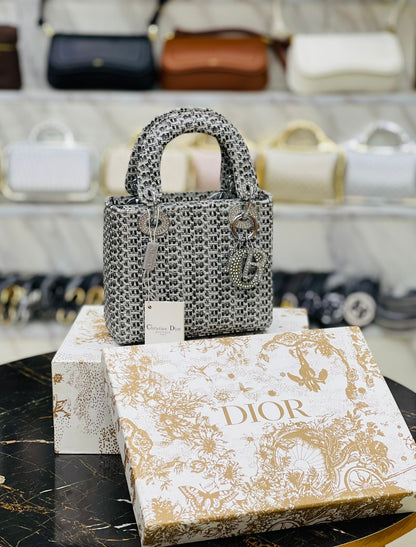 D-I-O-R Lady Luxury Quilted Small Top Handle Women Bag – Premium Edition (Black)