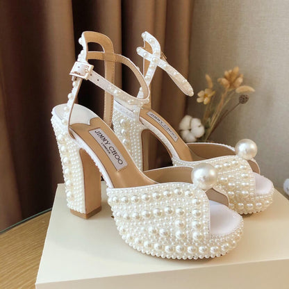 J-I-M-M-Y C-H-O-O Luxury Embellished Satin Platform Sandals – 120mm Heel | Premium Women Footwear