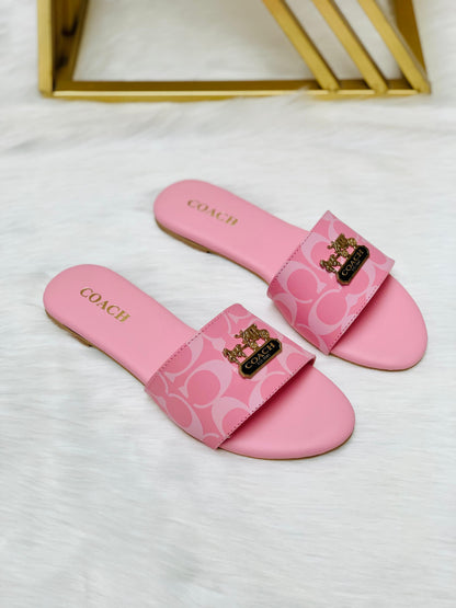 C-O-A-C-H Luxury Pink Flat Slippers – Premium Women Footwear | Chic Edition