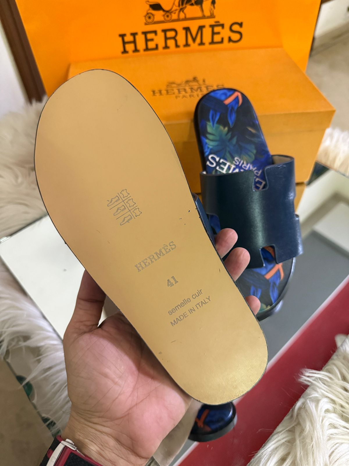 H-E-R-M-È-S Luxury Unisex Slippers – Premium Edition | (Blue-2)