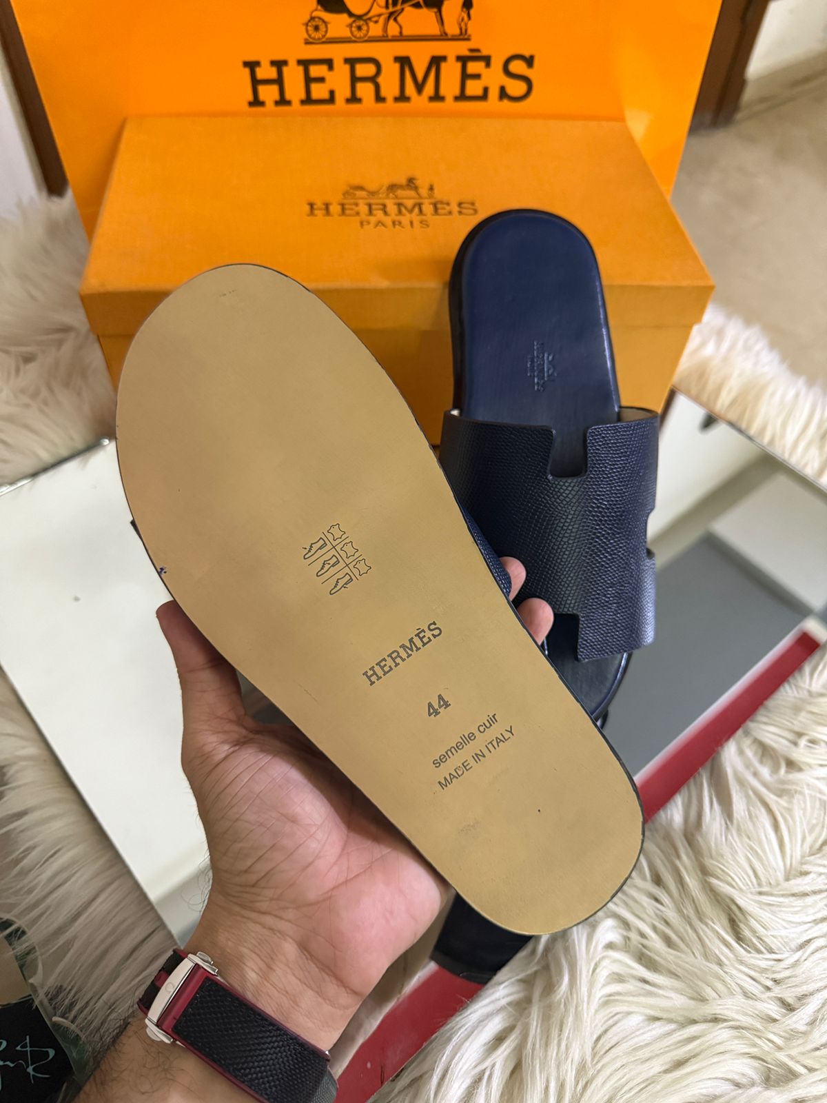 H-E-R-M-È-S Luxury Unisex Slippers – Premium Edition | (Blue)