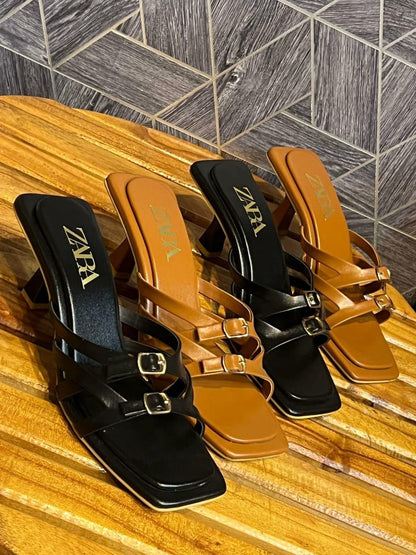 Z-A-R-A Inspired Strap Heels – Elegant Women Footwear | (Brown)