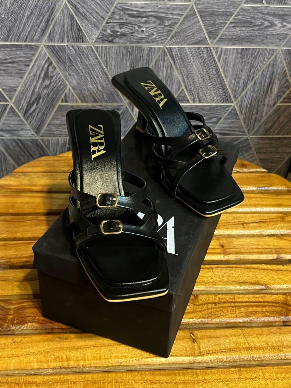 Z-A-R-A Inspired Strap Heels – Elegant Women Footwear | (Black)