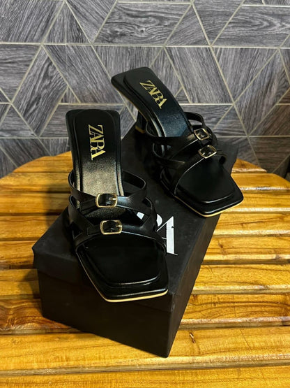 Z-A-R-A Inspired Strap Heels – Elegant Women Footwear | (Black)