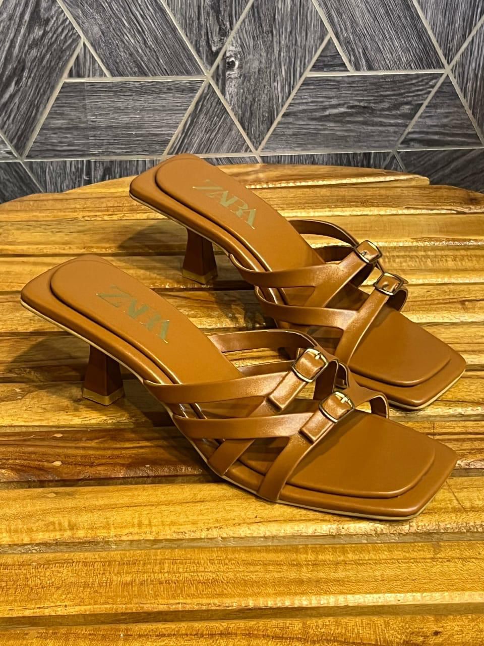 Z-A-R-A Inspired Strap Heels – Elegant Women Footwear | (Brown)