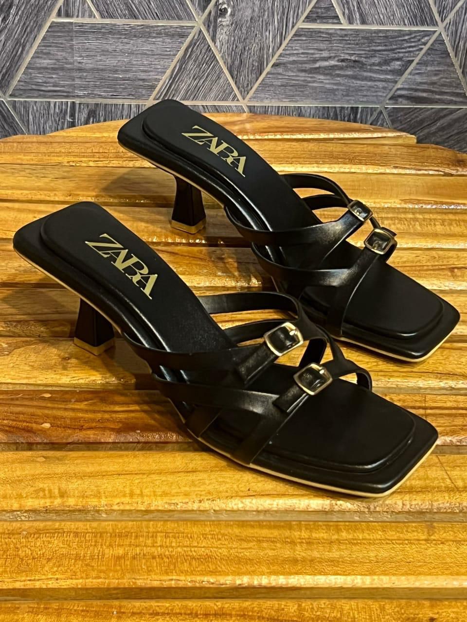 Z-A-R-A Inspired Strap Heels – Elegant Women Footwear | (Black)