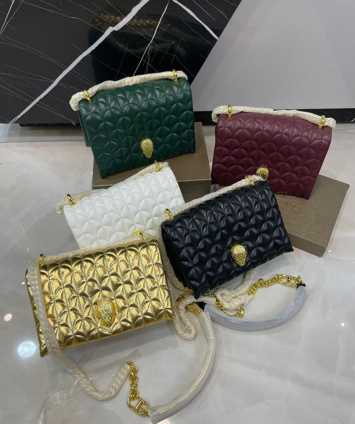 B-V-L-G-A-R-I Luxury Statement Crossbody Women Bag – Master High Quality | (Gold)