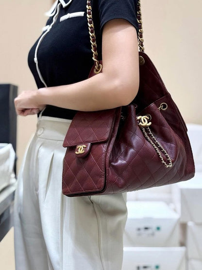 C-H-A-N-E-L 25 Hobo Women Bag – Effortless Chic Edition (Maroon)