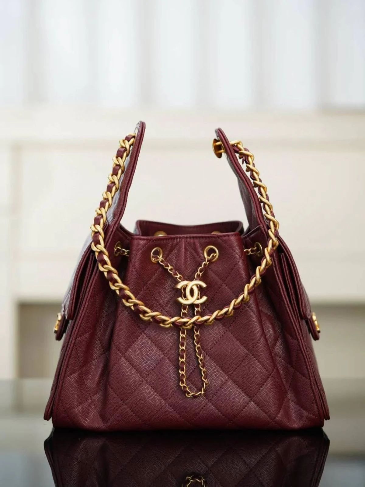 C-H-A-N-E-L 25 Hobo Women Bag – Effortless Chic Edition (Maroon)