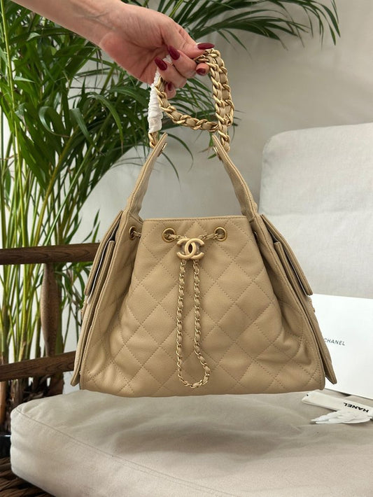 C-H-A-N-E-L 25 Hobo Women Bag – Effortless Chic Edition (Cream Beige)