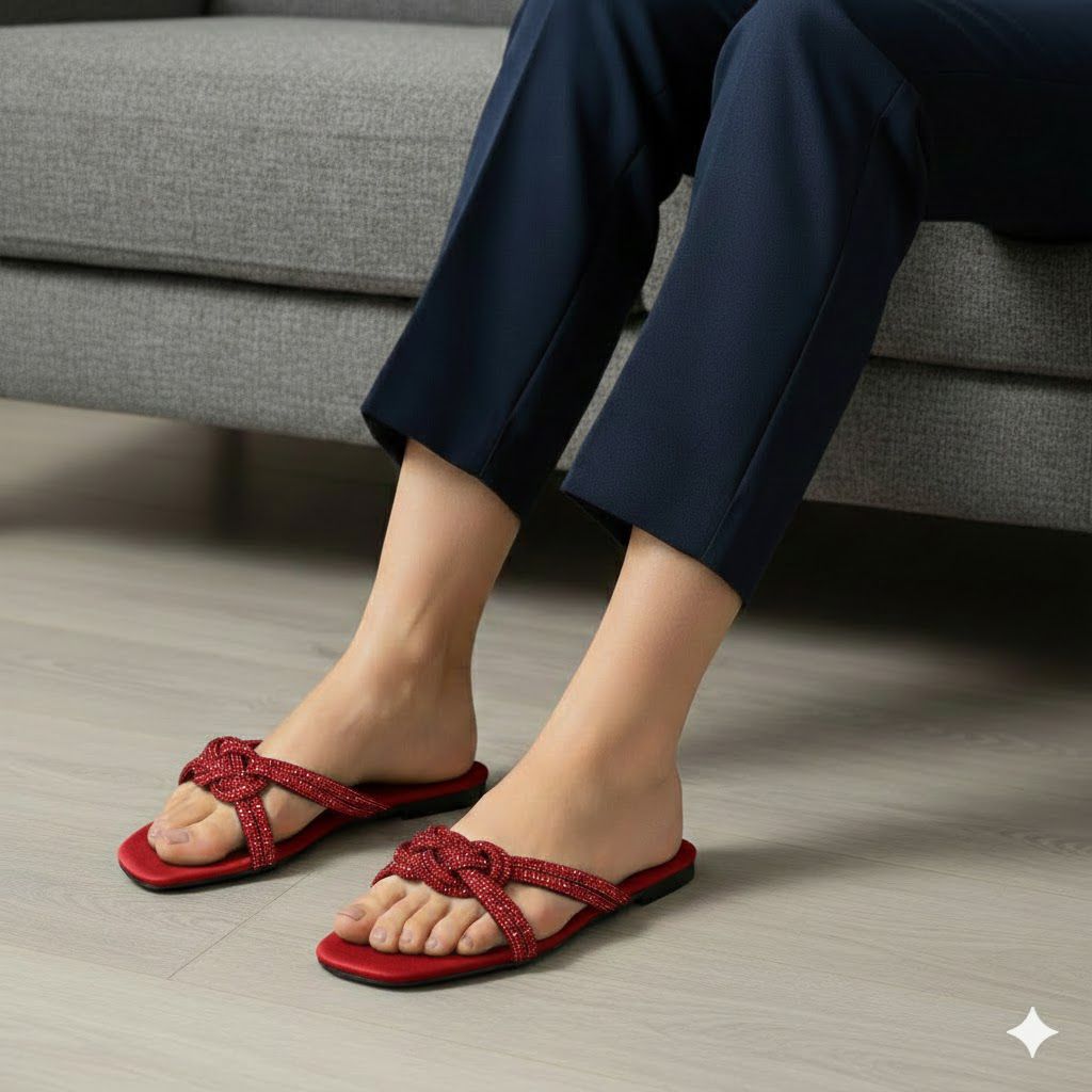 Z-A-R-A Inspired Flat Mesh Slippers – Premium Women Footwear (Red)