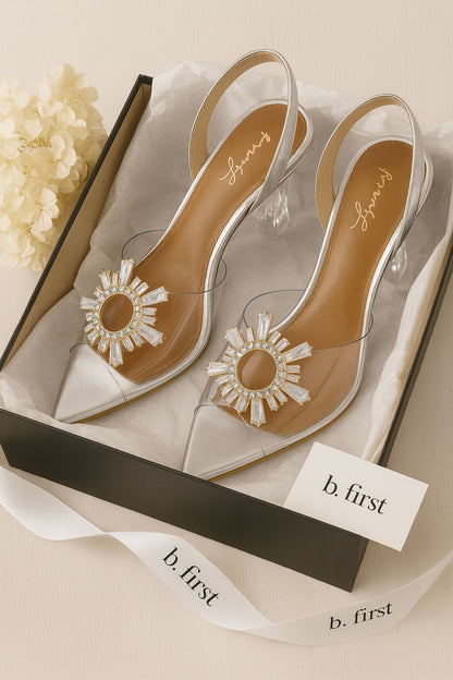 Luxury Fancy Heels for Girls – Festive Collection at B First (Silver)