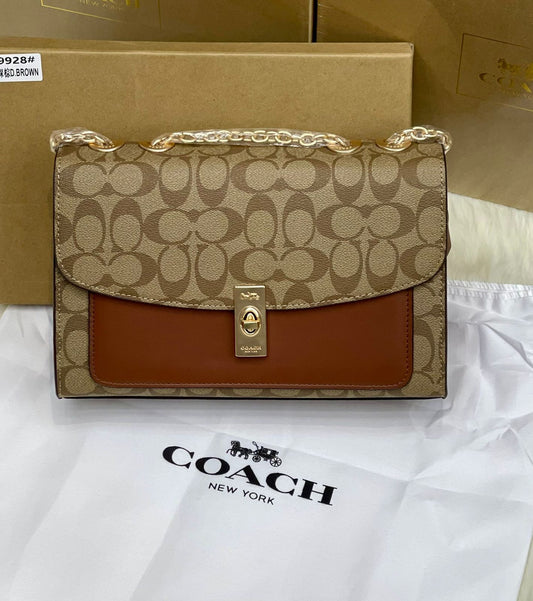 C-O-A-C-H Elegant Women Handbag – Luxury Edition with Full Brand Packaging (Brown)