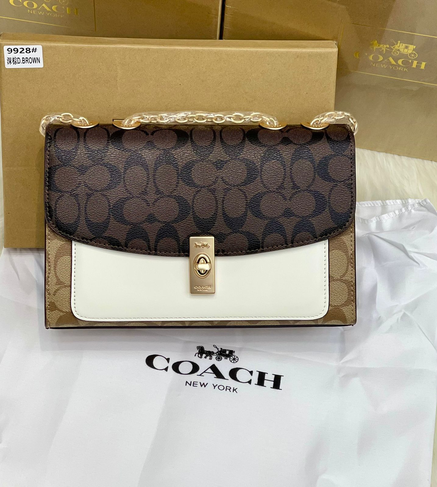 C-O-A-C-H Elegant Women Handbag – Luxury Edition with Full Brand Packaging (Brown-2)