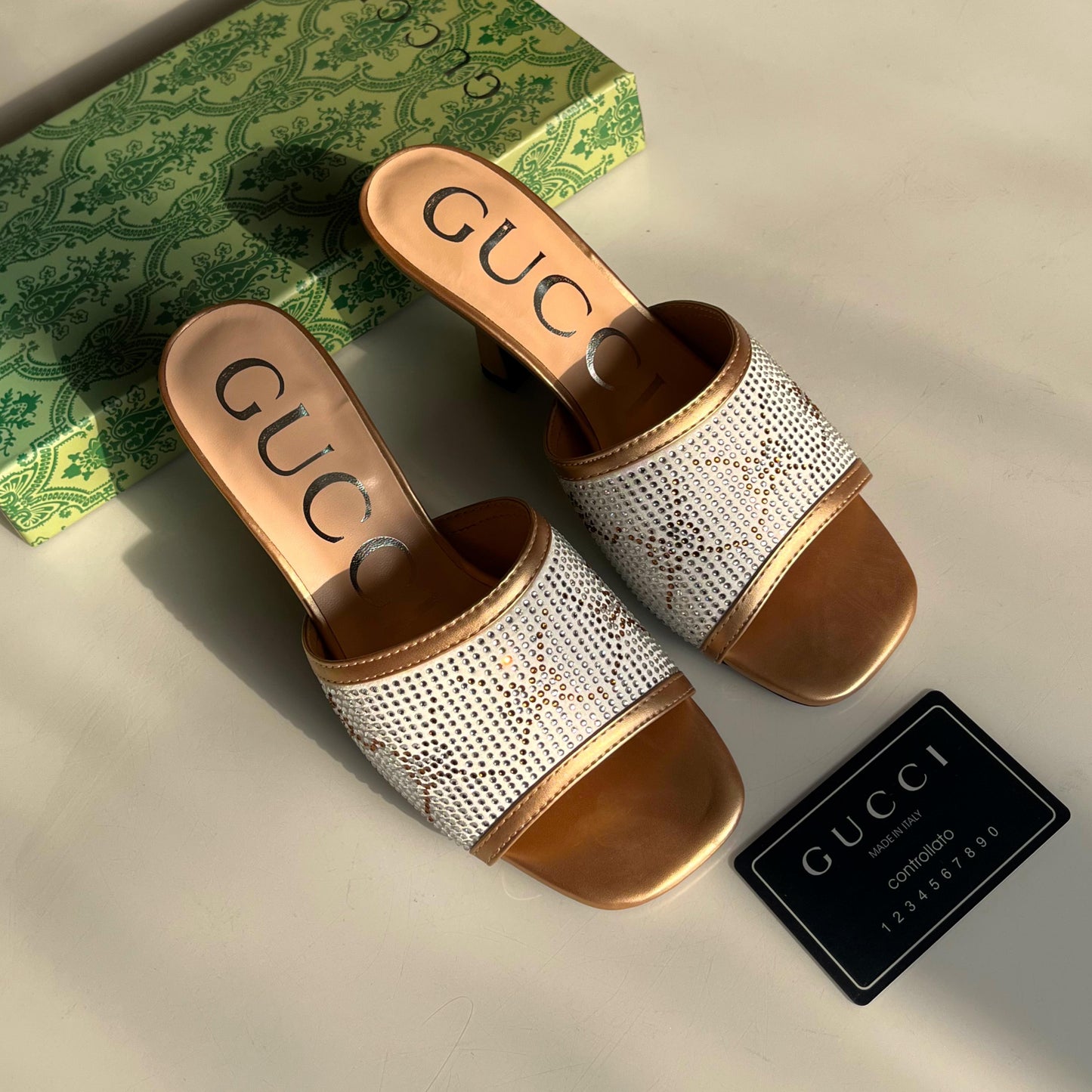 G-U-C-C-I Luxury Crystal-Embellished Heeled Sandals – Premium Women Footwear | Elegant Edition