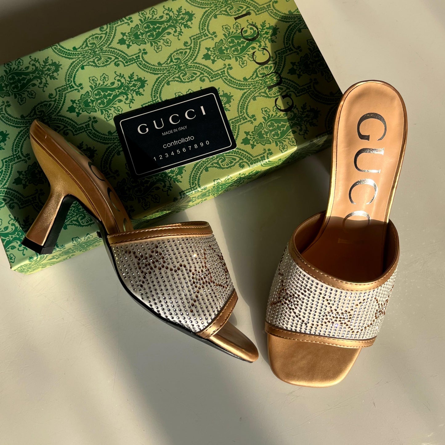 G-U-C-C-I Luxury Crystal-Embellished Heeled Sandals – Premium Women Footwear | Elegant Edition