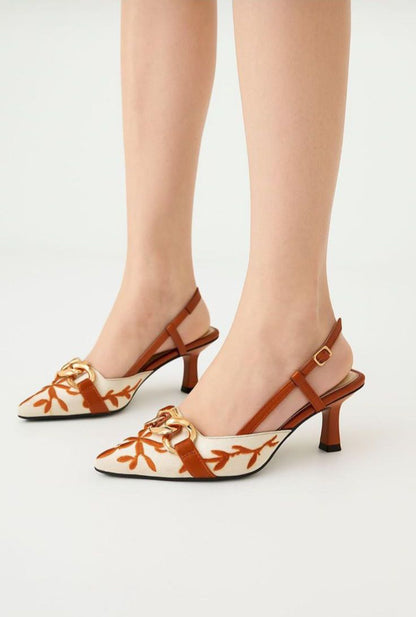 Z-A-R-A Embroidered Women Heels – Premium Edition (Brown)