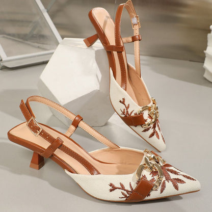 Z-A-R-A Embroidered Women Heels – Premium Edition (Brown)