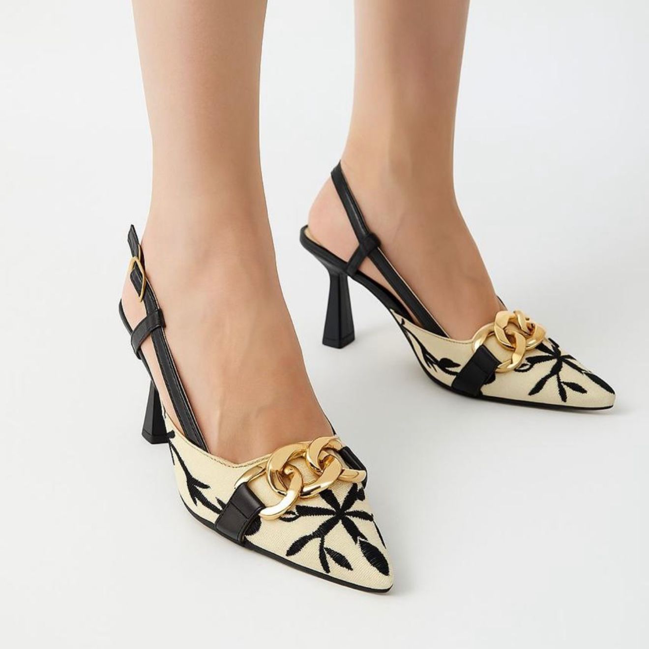 Z-A-R-A Embroidered Women Heels – Premium Edition (Black)