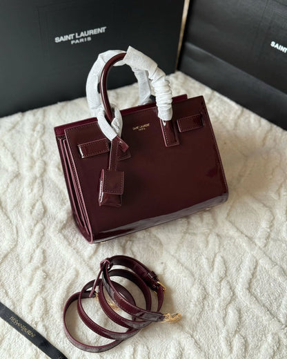Y-S-L Luxury Small Tote Women Bag – Premium Leather Edition (Maroon)