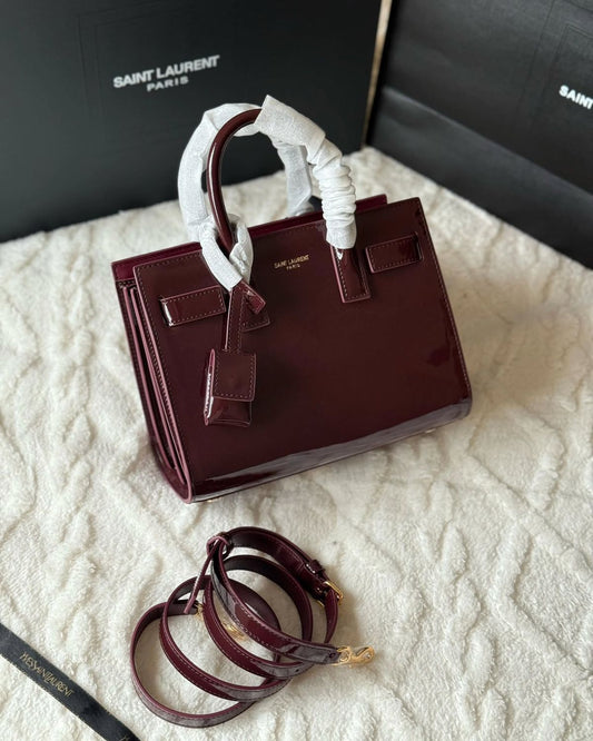 Y-S-L Luxury Small Tote Women Bag – Premium Leather Edition (Maroon)