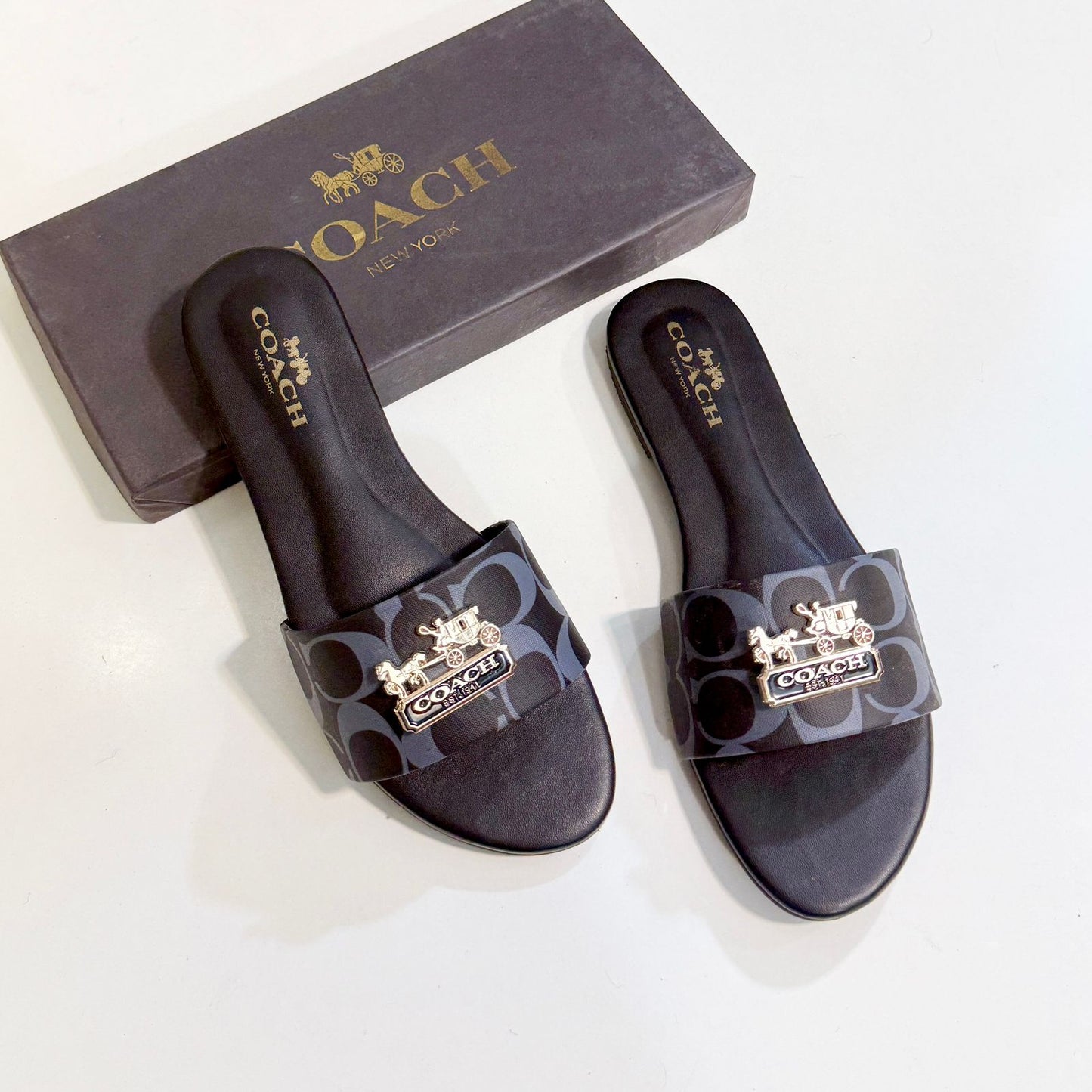 C-O-A-C-H Softy Flat Slippers – Elegant Women Footwear (Black)