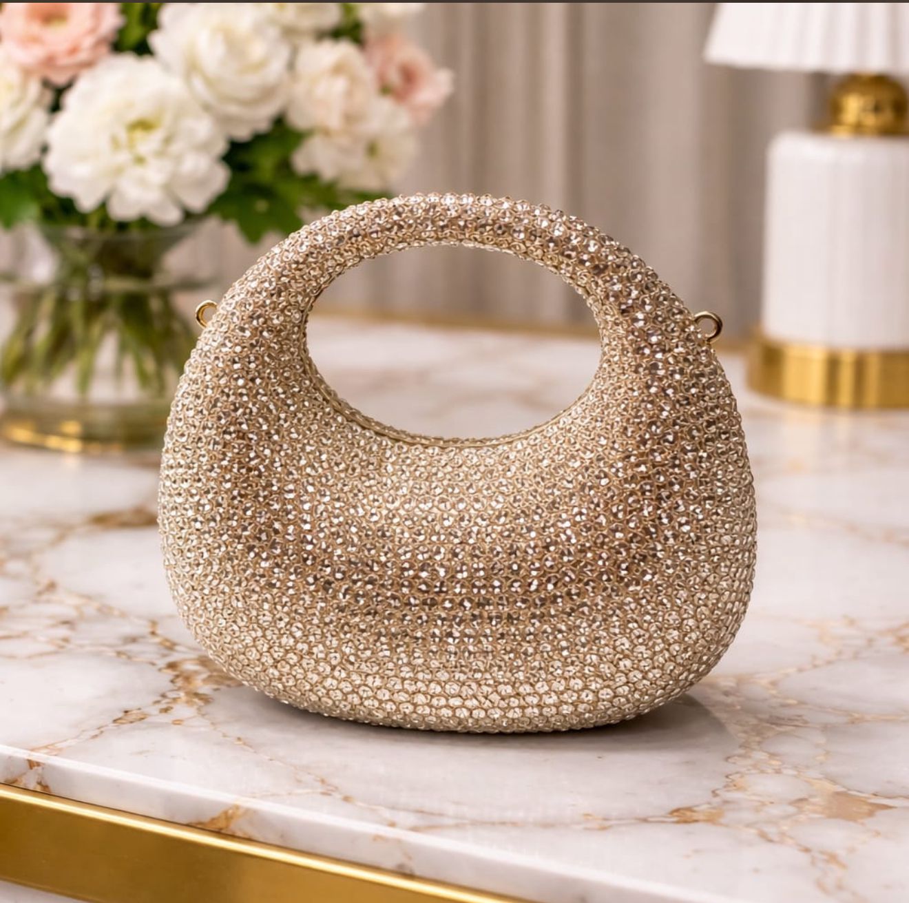S-W-A-R-O-V-S-K-I Mini Rhinestone Clutch Women Bag – Glam Party Edition (Gold)