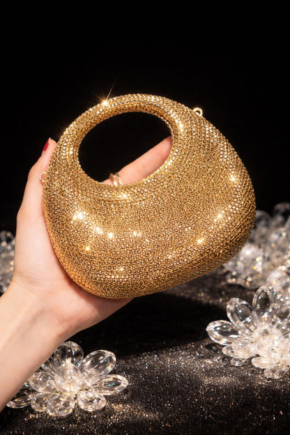 S-W-A-R-O-V-S-K-I Mini Rhinestone Clutch Women Bag – Glam Party Edition (Gold)