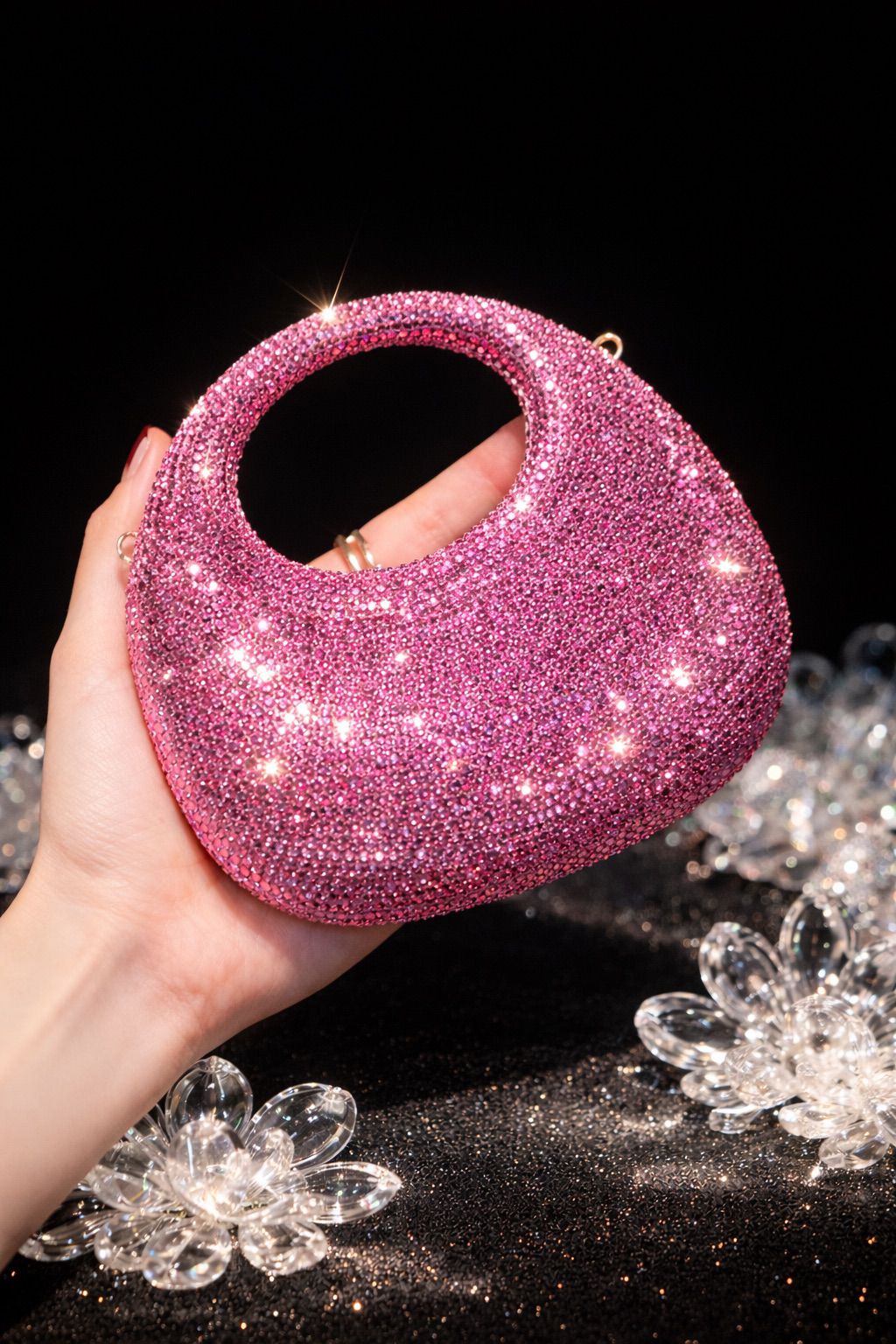 S-W-A-R-O-V-S-K-I Mini Rhinestone Clutch Women Bag – Glam Party Edition (Pink)