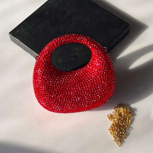 S-W-A-R-O-V-S-K-I Mini Rhinestone Clutch Women Bag – Glam Party Edition (Red)