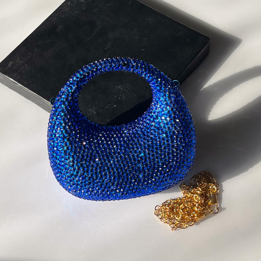 S-W-A-R-O-V-S-K-I Mini Rhinestone Clutch Women Bag – Glam Party Edition (Blue)