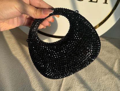 S-W-A-R-O-V-S-K-I Mini Rhinestone Clutch Women Bag – Glam Party Edition (Black)