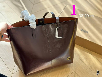 C-O-A-C-H North Tote Bag 32 – Premium Canvas & Leather Women Bag (Brown-2)