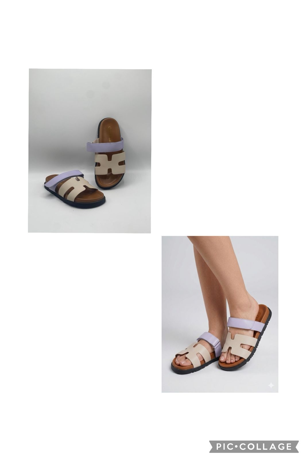 H-E-R-M-E-S Two Tone Slippers – Premium Women Flat Slippers (Off White with Brown)