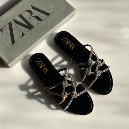 Z-A-R-A Flat Mesh Slippers – Casual Women Footwear (Black)