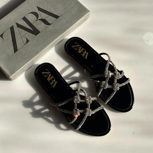 Z-A-R-A Flat Mesh Slippers – Casual Women Footwear (Black)