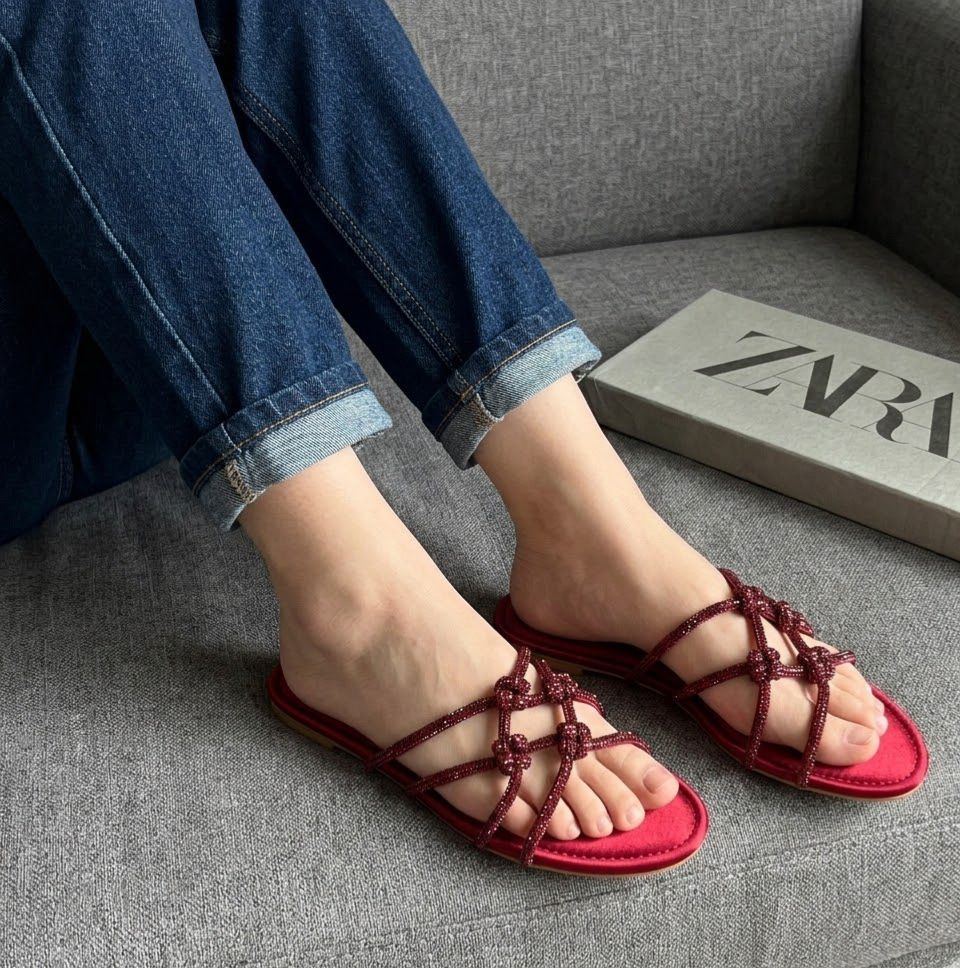 Z-A-R-A Flat Mesh Slippers – Casual Women Footwear (Red)