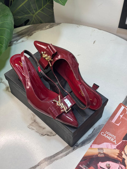 Y-S-L Slingback Women Heels – Pointed Toe Edition (Red)